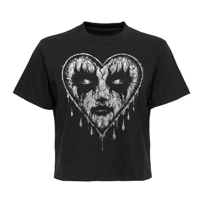 Blackcraftcult Merch Store Women's Corpse Paint Heart T-Shirt 3 Blackcraftcult Merch Store Women's Corpse Paint Heart T-Shirt