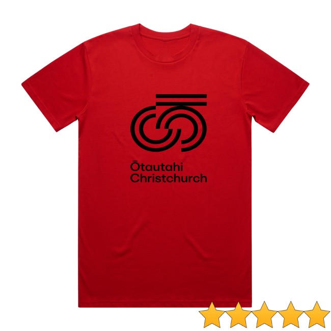 Christchurchnz Store Merch Men's Tee Red With Black Print 2 Christchurchnz Store Merch Men's Tee - Red With Black Print