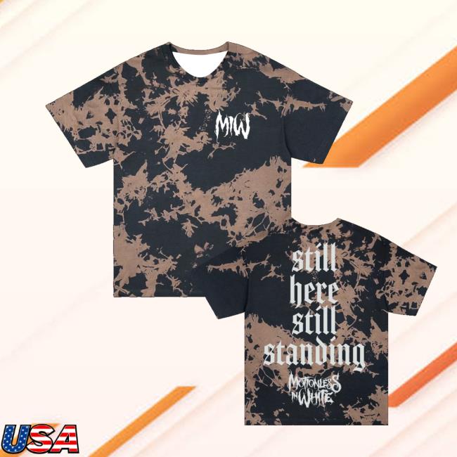 Motionless In White Merch Store Shop Still Here T-Shirt Black Bleach Dye 2 Motionless In White Merch Store Shop Still Here T-Shirt Black Bleach Dye