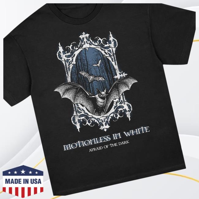 Motionless In White Merch Store Afraid Of The Dark Bat T-Shirt 3 Motionless In White Merch Store Afraid Of The Dark Bat T-Shirt