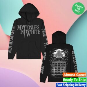Motionless In White Store Merch Throwback Logo Zip Up Hoodie Black