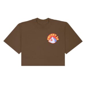 Chunky Things Merch Store Chunky Baby Horse Carousel Cropped T-Shirt Brown