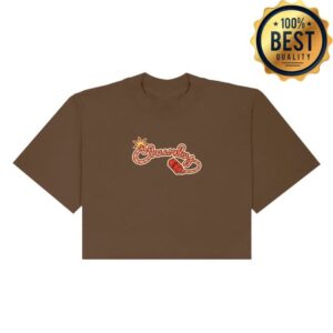 Chunky Things Merch Store Chunky Fire Horse And Duck Ya Cropped T-Shirt Brown