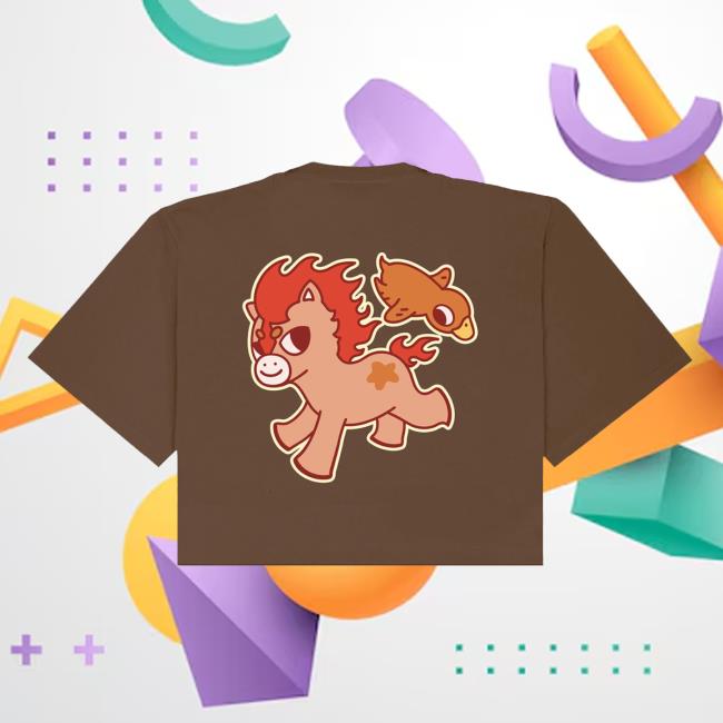 Chunky Things Merch Store Chunky Fire Horse And Duck Ya Cropped T-Shirt Brown Chunky Things Merch Store Chunky Fire Horse And Duck Ya Cropped T-Shirt Brown