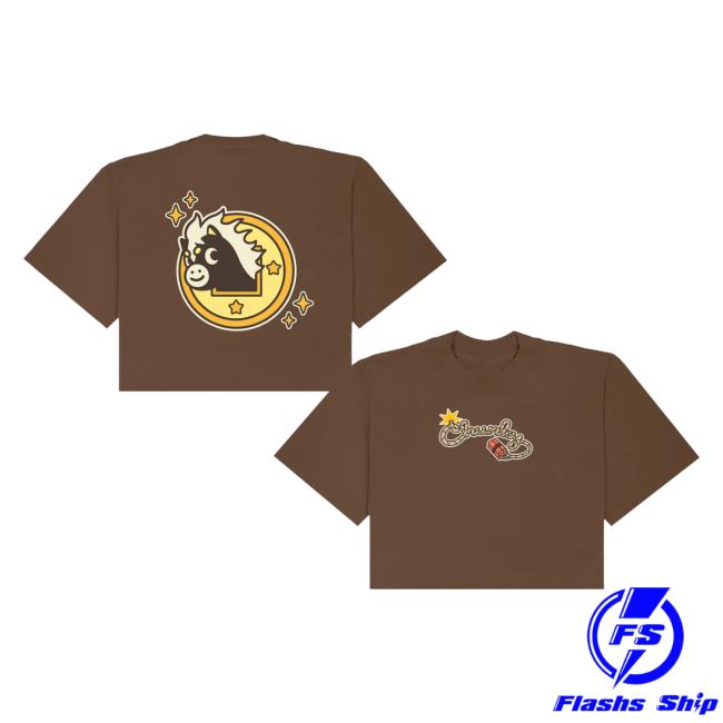 Chunky Things Merch Store Chunky Lucky Horse Coin Cropped T-Shirt Brown Chunky Things Merch Store Chunky Lucky Horse Coin Cropped T-Shirt Brown