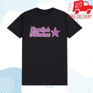 English Teacher Merch Store Pink Logo Black T-Shirt