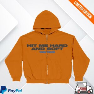Billie Eilish Merch Store Hit Me Hard And Soft The Tour Orange Dateback Zip Hoodie