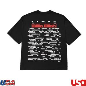 Billie Eilish Store Merch Shop Glasses Hit Me Hard And Soft The Tour 2025 Black T-Shirt