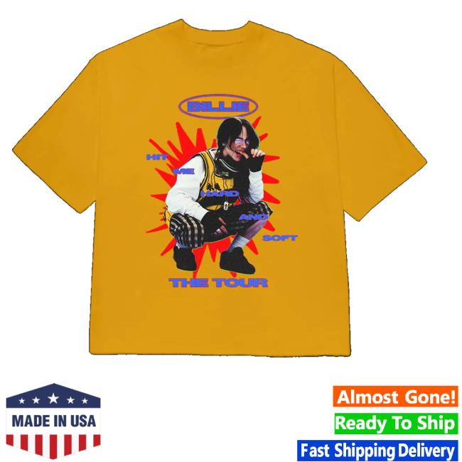 Billie Eilish Store Merch Shop Color Burst Hit Me Hard And Soft The Tour Gold T-Shirt