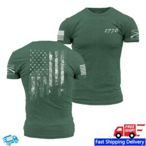 Grunt Style Merch Store 1776 Flag T-Shirt Heather Forest Green