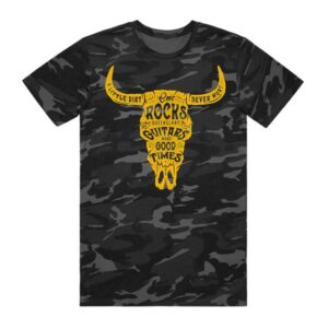 Cmc Rocks Merch Store Cow Skull Unisex Black Camo Tshirt