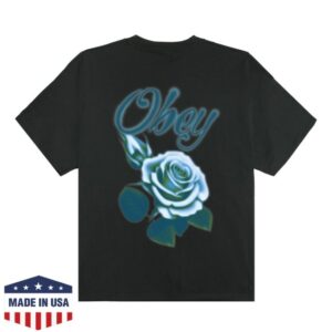 Obey Clothing Store Merch Shop  Airbrushed Rose Heavyweight T-Shirt