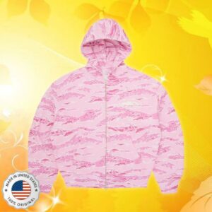 Corteiz Merch Store Island Puff Print Zip Hoodie Pink Tiger Camo