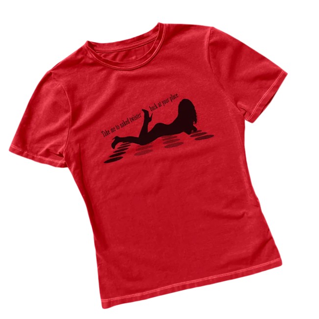 Sabrina Carpenter Store Merch Naked Twister Red Baby Tee Sabrina Carpenter Store Merch Naked Twister Red Baby Tee