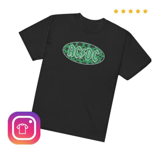 Acdc Store Merch Shop Ac Dc Shamrock Green Logo With Black T-Shirt ...