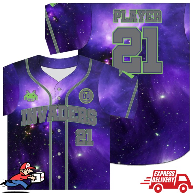 Stadium Sports Apparel Store Merch Invaders Galaxy Full Button Jersey Stadium Sports Apparel Store Merch Invaders Galaxy Full Button Jersey