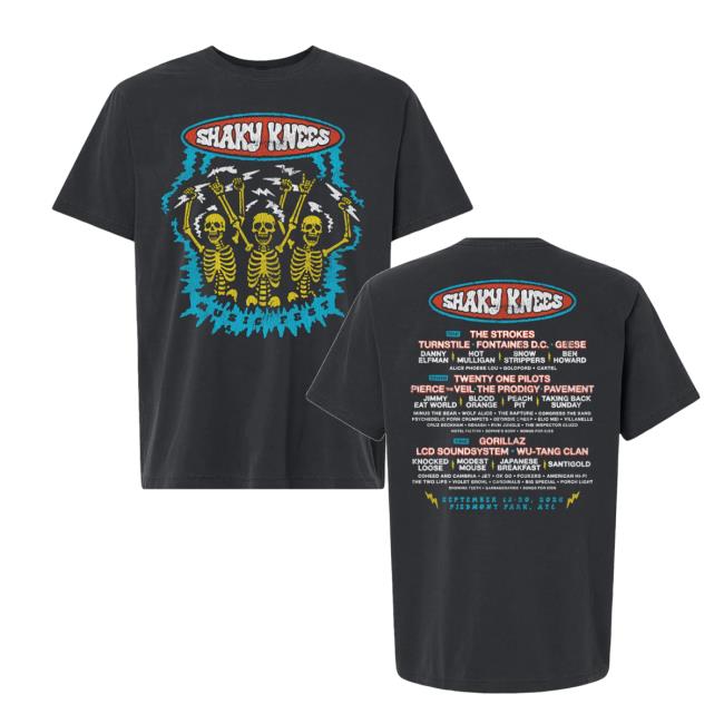 Shaky Knees Festival Shop Merch Store Electric Skeleton Lineup Tee Shaky Knees Festival Shop Merch Store Electric Skeleton Lineup Tee