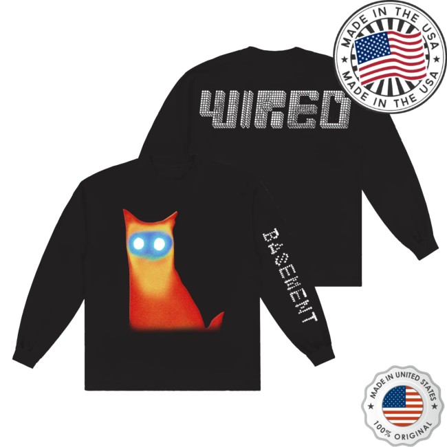 Run For Cover Records Store Merch Basement Wired Cat Long Sleeve Run For Cover Records Store Merch Basement Wired Cat Long Sleeve