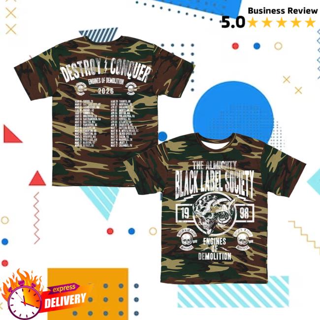Black Label Society Merch Store Engines Of Demolition Camo Tour Tee Black Label Society Merch Store Engines Of Demolition Camo Tour Tee