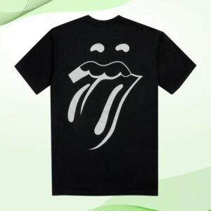 The Rolling Stones Store Merch Paint It Black Tongue Outline T-Shirt