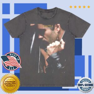 George Michael Merch Store Faith Album Cover Faded Tee Black