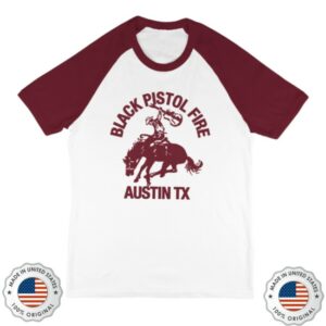 Black Pistol Fire Store Merch Cowboy Baseball Tee White/Red