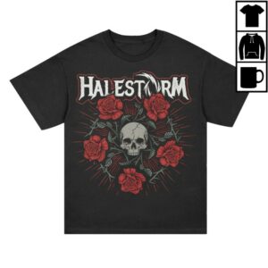Halestorm Rocks Store Merch Penta Rose T-Shirt Black