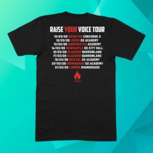 Stiff Little Fingers Store Merch Raise Your Voice Black Tour T-Shirt