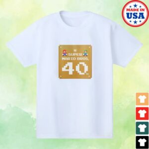 Nintendo Merch Store Super Mario Bros. 40Th White T-Shirt
