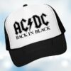 Acdc Merch Store Back In Black Logo Trucker Hat