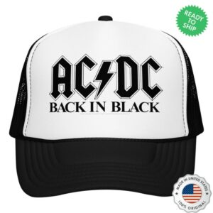 Acdc Store Merch Back In Black Logo Trucker Hat