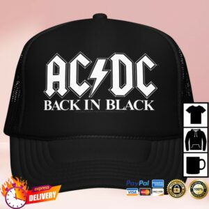 Acdc Store Merch Back In Black White Logo Trucker Hat