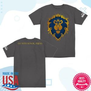 Blizzard Gear Shop Merch Store World Of Warcraft Alliance Lion Grey T-Shirt