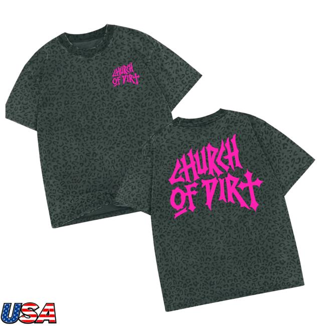 Church Of Dirt Merch Store Renovated Pink Vintage Black Leopard T-Shirt 3 Church Of Dirt Merch Store Renovated Pink Vintage Black Leopard T-Shirt