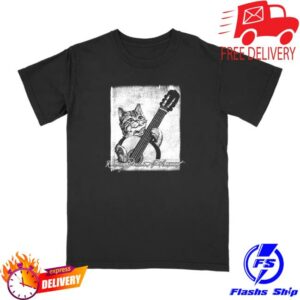 Hello Merch Store Racing Mount Pleasant Guitar Cat T-Shirt