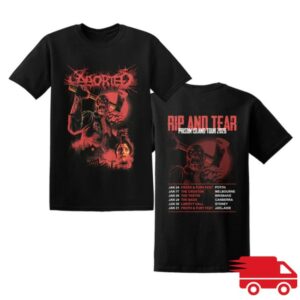 Direct Merch Store Aborted Rip & Tear Tour 2025 T-Shirt