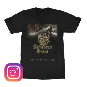 Indiemerchstore Armored Saint Emotion Factory Reset Helmet Logo T-Shirt