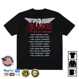 Saxon Merch Store Wheels Of Steel 2025 Tour T-Shirt