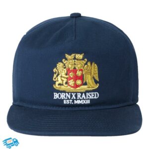 Born X Raised Merch Store Crest 5 Panel Hat Navy