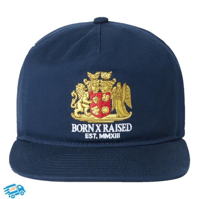 Born X Raised Merch Store Crest 5 Panel Hat Navy 2 Born X Raised Merch Store Crest 5 Panel Hat Navy