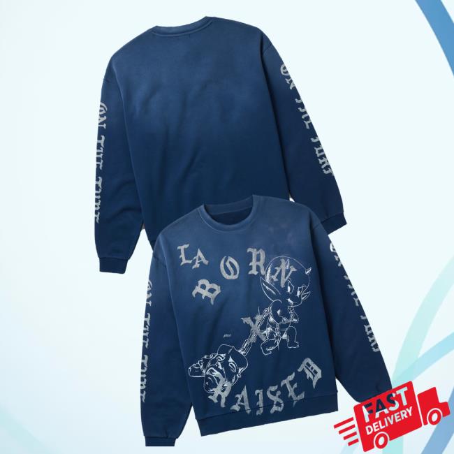 Born X Raised Merch Store Lil Devil Rocker Crewneck Blue 3 Born X Raised Merch Store Lil Devil Rocker Crewneck Blue