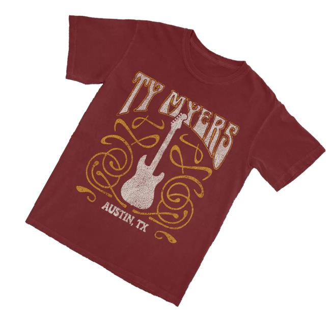 Ty Myers Merch Store Red Guitar Logo Tee 3 Ty Myers Merch Store Red Guitar Logo Tee