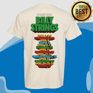Billy Strings Store Merch Funky Text Tee With Dates (Logan Fox)