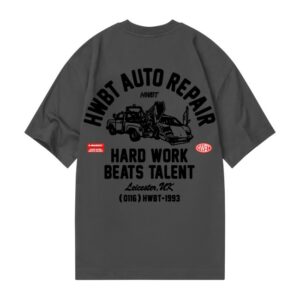 Hwbt Store Merch Auto Repair Oversized T-Shirt – Charcoal