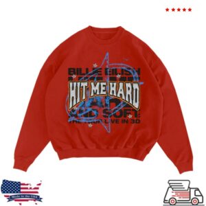 Billie Eilish Store Merch Live In 3D Star Red Crewneck