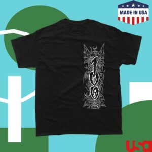 Closed Casket Activities Store Merch 100 Demons – Vertical Demon Black  White – Black T-Shirt