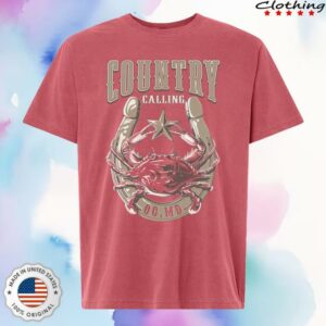 Country Calling Festival Merch Store Crab Horseshoe Lineup Tee Red