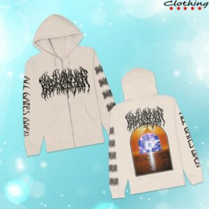 Blood Incantation Store Merch All Gates Open Back Cover Zip Up Hoodie (Bone)