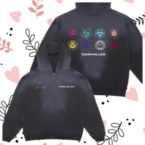 Unrivaled Store Merch Unrivaled Crown Full Zip Hoodie – Washed Black