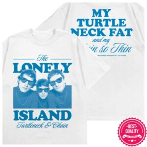 The Lonely Island Store Merch Limited Edition Turtleneck & Chain 15Th Anniversary Tee – White